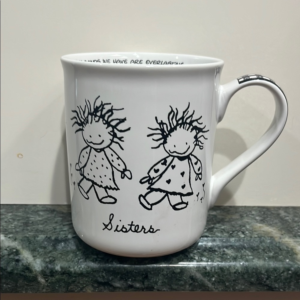White Mug with Black Sketch Design